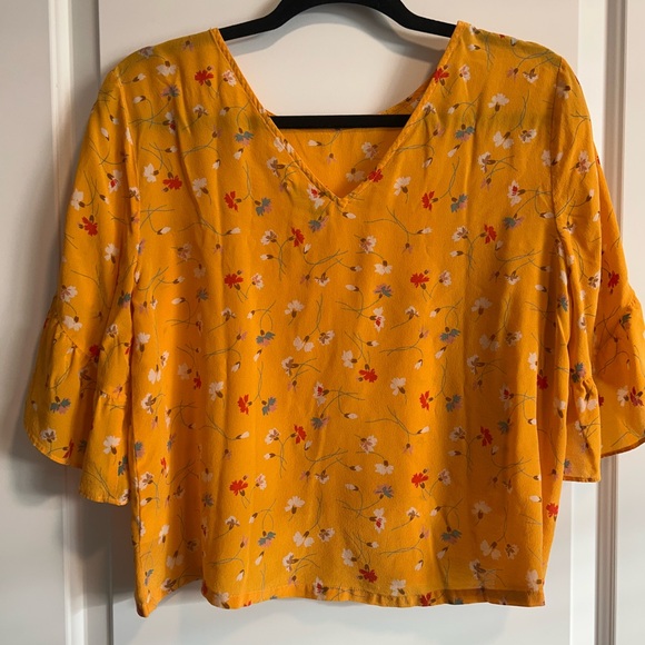 Madewell Floral Yellow Women's Silk Top - Picture 6 of 6